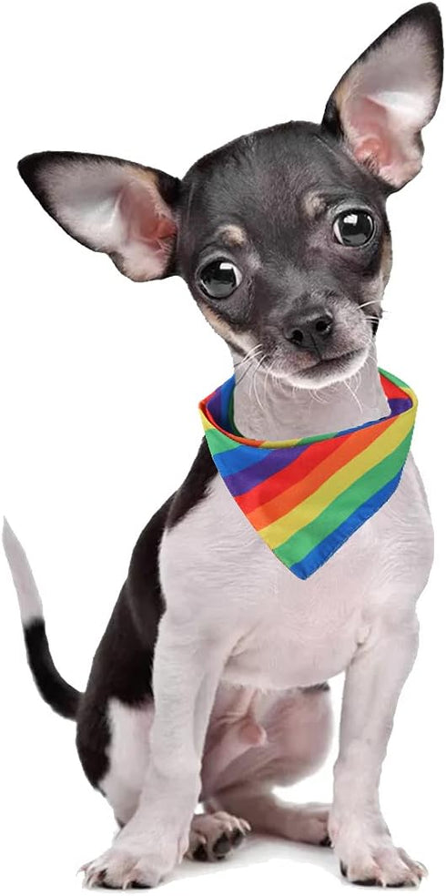 Tinsow 2 Pcs Dog Bandanas - Gay Pride Rainbow Cotton Handkerchiefs for Party Supply