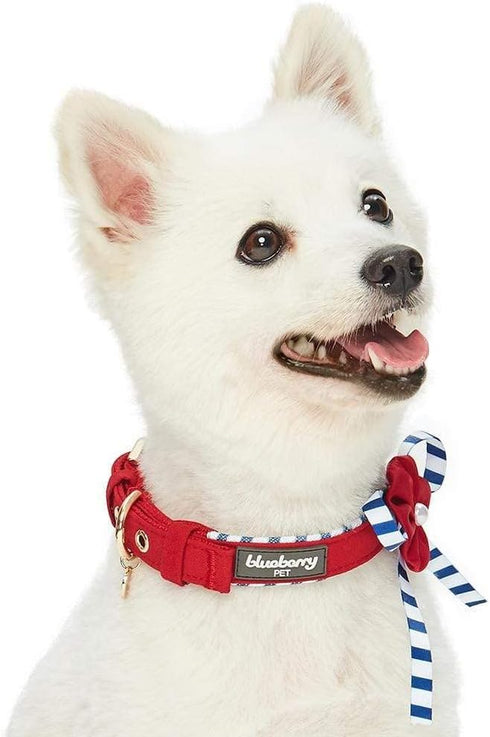 Blueberry Pet Adjustable Dog Collar, Bon Voyage Sea Lover in Timeless Red, Neck 17-20.5", for Large Breed
