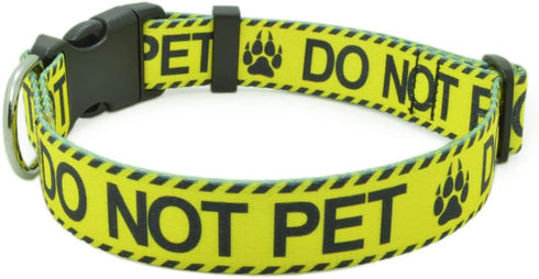 Dog Collar for DO NOT PET | Sturdy Durable with Buckle | Yellow Adjustable Polyester Collar for Small Medium Large Dogs