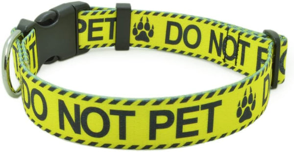 Dog Collar for DO NOT PET | Sturdy Durable with Buckle | Yellow Adjustable Polyester Collar for Small Medium Large Dogs