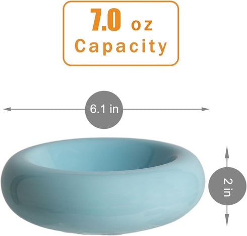 6.1 Inch Cat Bowls, 7 oz Ceramic Cat Food Bowl, Whisker Fatigue Relief Cat Bowl, Anti-Vomiting, Protect Spine, Perfect for Indoor Cats(Blue)