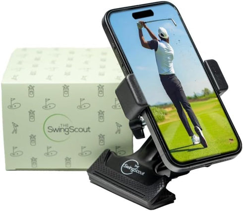 Record Your Golf Swing with The SwingScout, Golf Bag Phone Holder, Easy Clip, Compatible with Any Cellphone