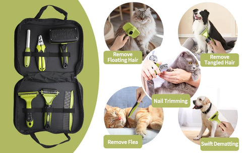 Generic 6 PCS Dog and Cat Grooming Kit, Versatile Tools Including Shedding Brush, Nail Clipper with Nail File, Slicker