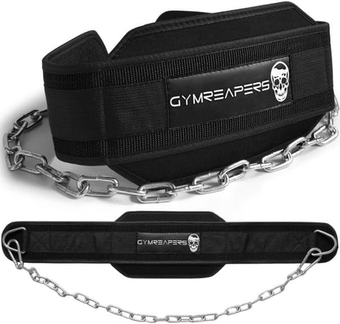 Gymreapers Dip Belt with Chain for Weightlifting, Heavy Duty Steel Chain for Pull Ups & Dips
