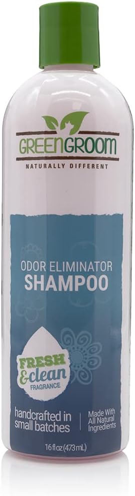 Green Groom Odor Eliminator Dog Shampoo, 16 oz - All Natural Ingredients, Powerful Deodorizing Formula