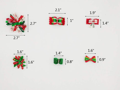 30pcs Dog Puppy Cat Mix Christmas Shiny Rhinestone Hair Bows Rubber Bands Pet Xmas Grooming Accessories