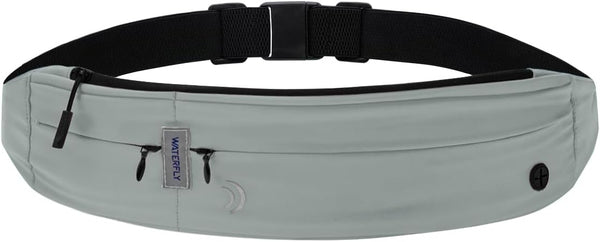WATERFLY Running Belt Fanny Pack, Jogging Waist Pack for Men and Women, Slim Waistband for Fitness