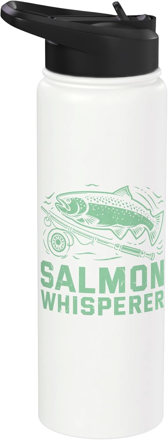 Salmon Fishing Gear Salmon Whisperer Salmon Fishing Stainless Steel Insulated Water Bottle