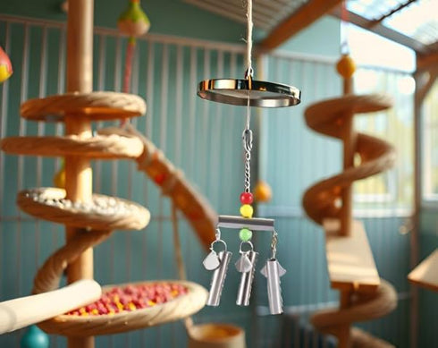 Stainless Steel Bell Parrot Toy, Heavy Duty Bird Cage Swing Stand for Small Birds, Parakeets, Cockatiels, Macaws