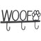 Gerson 10 inch Black Metal Dog Leash Holder Wall Hook, WOOF and Paw Print Home Pet Decor