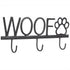Gerson 10 inch Black Metal Dog Leash Holder Wall Hook, WOOF and Paw Print Home Pet Decor