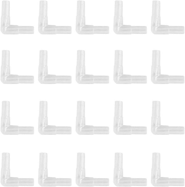lasenersm 20 Pieces Aquarium Air Valve Connector – Plastic Elbow Connector for 4mm Airline Tube, Transparent
