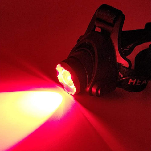 Zoomable LED Hunting Red Light Headlamp with 3 Lighting Modes, Water Resistant for Running, Camping, Hiking, Reading