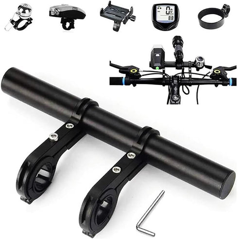 RIIPOO Aluminum Alloy Bike Handlebar Extender, 11.8" Dual Bracket for Mountain Cycling, Secure Mount for Lights