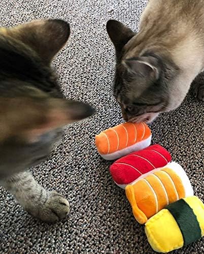 munchiecat Sushi Catnip Toy for Cats, USA Made, Engaging Design for Pouncing and Play, 4-Pc Rainbow
