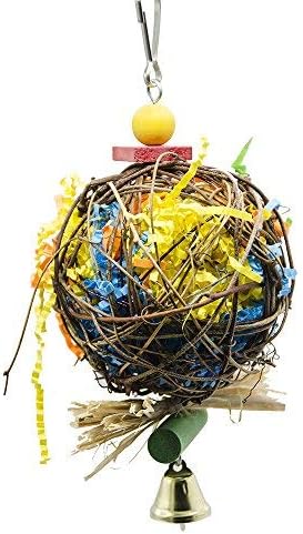 EBaokuup 2 Pack Bird Chewing Toys, Foraging Shredder Hanging Toy for Parrot Cage (Cockatiel Conure African Grey)