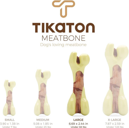 Tikaton Dog Chew Toys, Durable Peanut Butter Flavor Bones for Large/Medium/Small Puppies, Aggressive Chewers