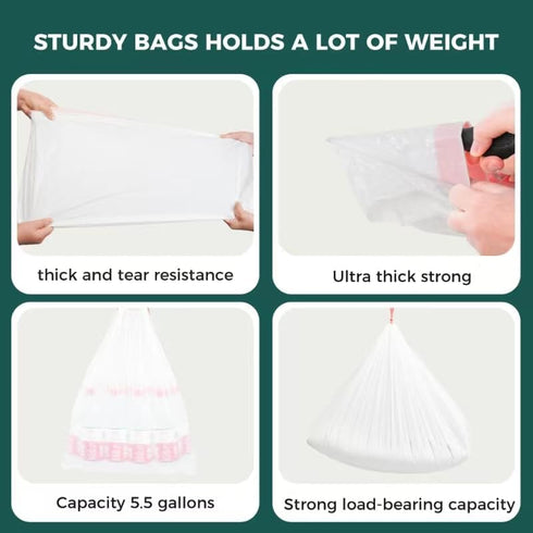 TELEGLO 100 Pack 3/4,Waste Drawstring Cat Litter Box Liner Bags For Litter-Robot Bags Compatible With Self-Cleaning