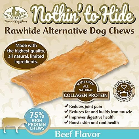 Fieldcrest Farms Premium Natural Rawhide Alternative Flip Chips for Dogs, 3 Pack Bundle (Chicken, Beef, Peanut Butter)