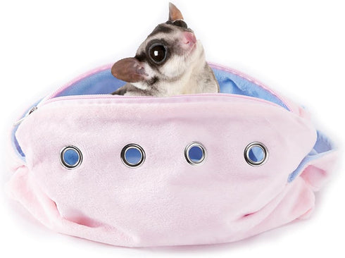 Set) Meow&Woof Sugar Glider Bonding Pouch Bundle Small Pet Carrier Bag Sling with Strap (Blue + Pink Critter Cuddler
