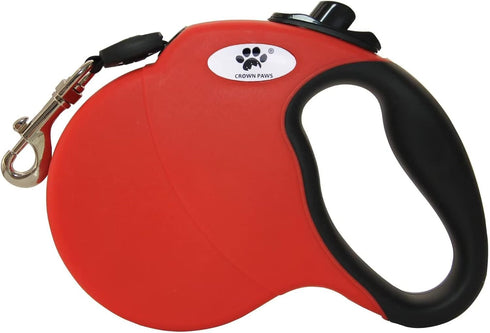 16ft Retractable Dog Leash for Large Dogs up to 44 lbs, Tangle-Free Nylon Tape, Red Dan M