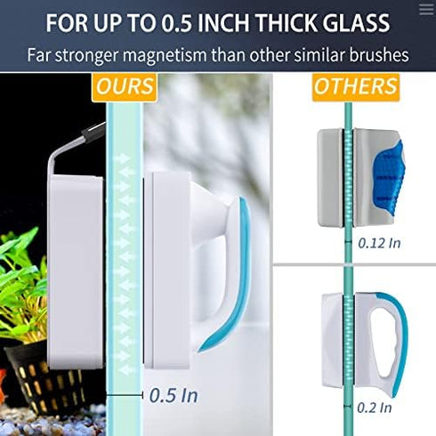 Pawfly 3 Inch Strong Magnetic Brush Aquarium Cleaner with Detachable Stainless Steel Scraper