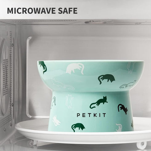 PETKIT Ceramic Raised Cat Bowls, Tilted Elevated Food Water Bowl for Puppy Kitten, Dishwasher Safe
