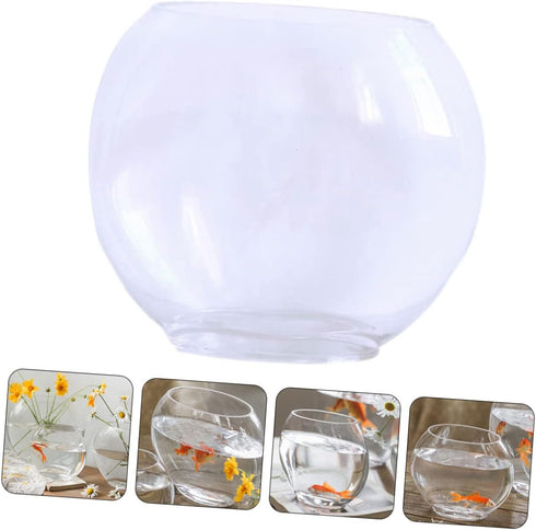 Flat Fish Tank Hydroponic Planter, Glass Aquarium Bowl, Water Plant Vase, Betta Tank Fish Supplies