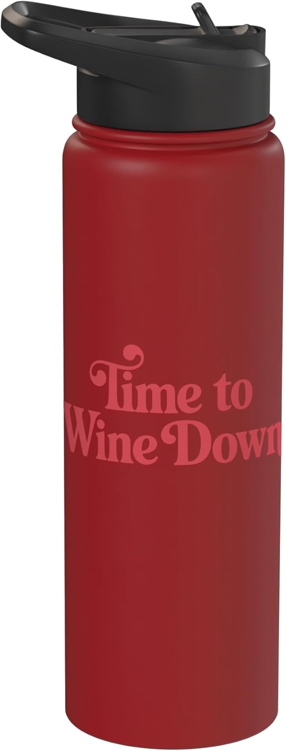 Time to Wine Down Social Club Time to Wine Down Stylish Retro Quote Stainless Steel Insulated Water Bottle
