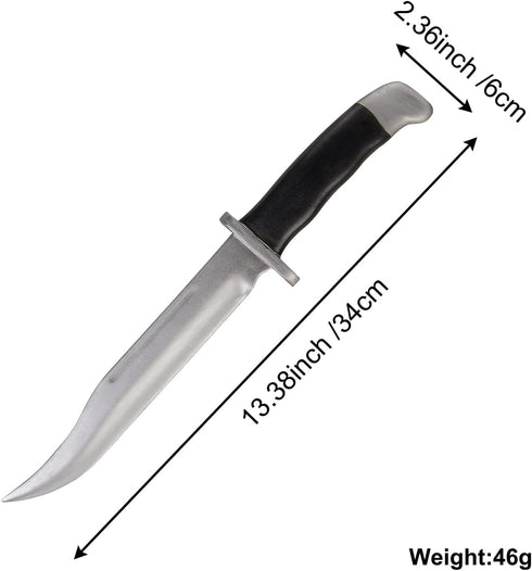 LarpGears Halloween Foam Rubber Training Fake Knife, 13.5 inches Safe Practice Knives for Martial Arts Props, Silver