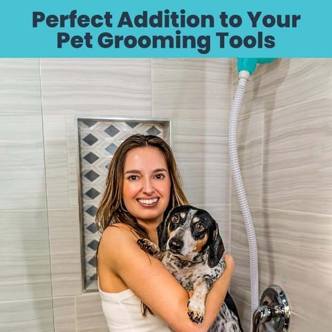5-MinutePetBath Quick and Gentle Dog Shower Attachment for Shower Head, Portable Pet Wash Station, Dog Washing Kit, Blue