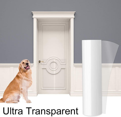 KEBE Clear Premium Heavy Duty Door Scratch Protector, 63 in X 7.9 in, Furniture Wall Shield for Dog Cat Scratching