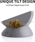 Sweejar Ceramic Raised Cat Bowls - Grey | Slanted Cat Dish for Food or Water, Elevated Porcelain Pet Feeder Bowl