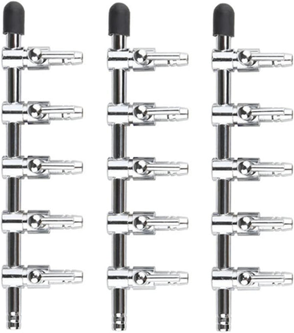 Aquarium Air Flow Control Lever Pump - 5 Way Inline Manifold Tubing Splitter Valve, 3-Pack