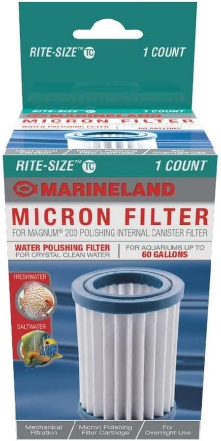 Marineland Micron Magnum 200 Internal Canister Filter for Aquariums up to 60 Gallons, Crystal Clean Water