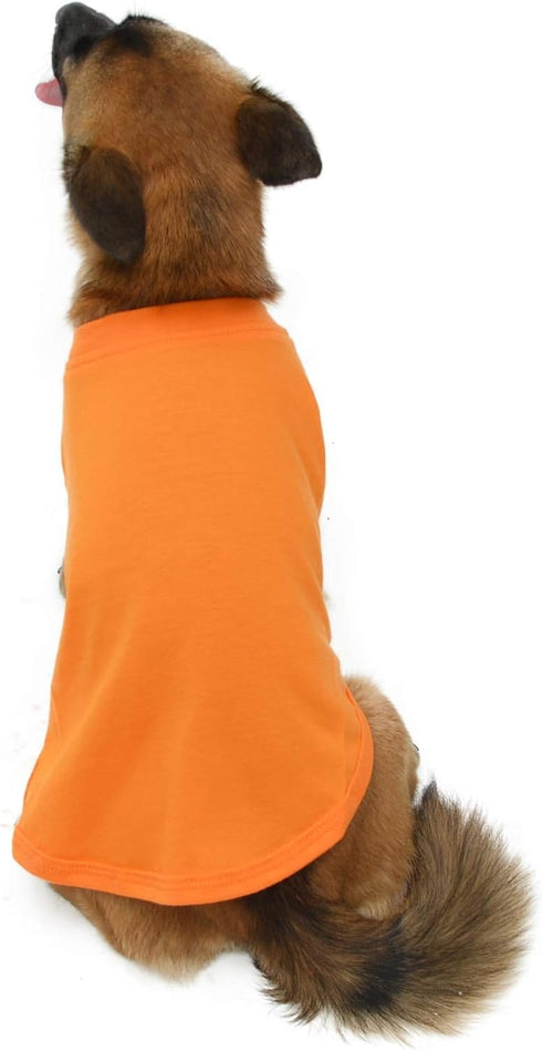 Lovelonglong Pet Clothing, Dog Costumes Blank T-Shirt for Dachshund & Corgi Dogs (100% Cotton, Orange, D-L)