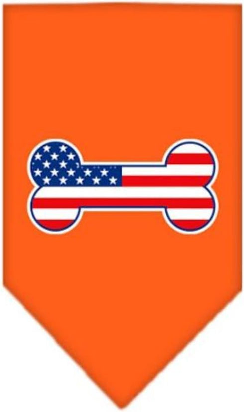 Mirage Pet Products Bone Flag American Screen Print Bandana for Pets, Small, Orange