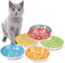 Ceramic Cat Food Bowl Set, Wide Shallow Bowls for Relief Whisker Fatigue, Colorful Flat Cat Dish, Microwave Safe