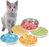 Ceramic Cat Food Bowl Set, Wide Shallow Bowls for Relief Whisker Fatigue, Colorful Flat Cat Dish, Microwave Safe