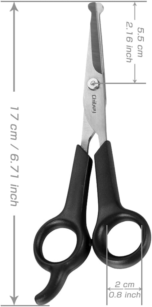 Professional Pet Grooming Scissors with Round Tip, Stainless Steel Dog Eye Cutter, Size 6.70" x 2.6" x 0.43" by Chibuy