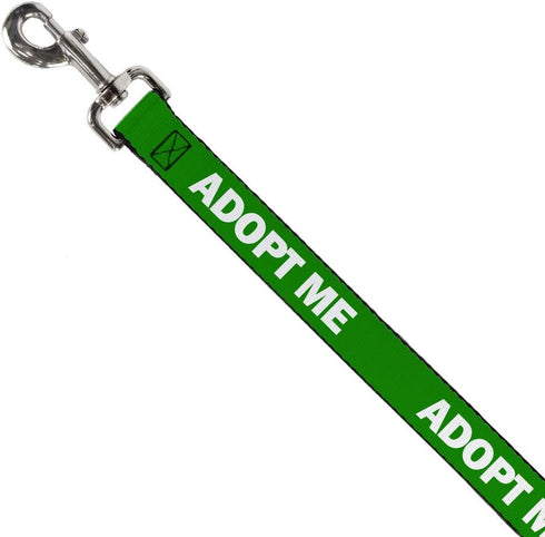 Dog Leash Pet Quote Adopt Me Green White 6 Feet Long 0.5 Inch Wide