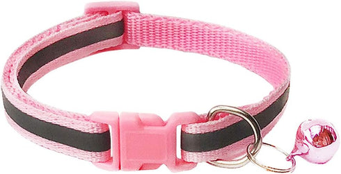 CHBORCHICEN 2-Pack Adjustable Cat Collar with Bell, Footprint & Reflective Design for Dogs and Cats (X-Small, Pink)