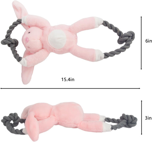 kattypet Plush Squeaky Dog Toys - Durable Cute Animals Toy for Indoor Play with Small, Medium and Large Dogs (Rabbit)