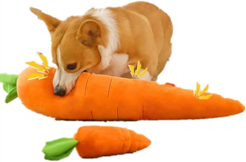 YASREKUYI Carrot Style Squeaky Large Plush Dog Toys - Small Breed Puppy Chew
