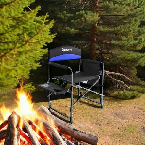 Backpacking KingCamp Portable Camping Chair, Folding Directors Chair Compact Outdoor Chair with Side Table Cup Holder