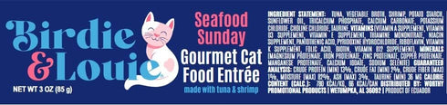 Pack 3 Oz 24 Birdie & Louie Tuna Tuesday/Seafood Sunday Variety Wet Cat Food Gourmet Entrees Cans Bulk Case of Cans