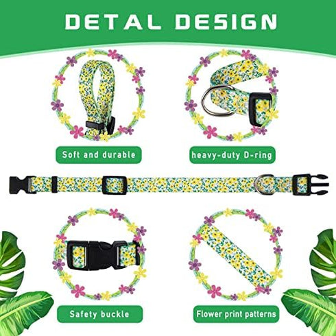 4 Pack Dog Collar Floral Breakaway Pet Collars Adjustable Spring and Summer Pet Collar Floral Dog Collar for Pet Dog Puppy Summer Decoration (Medium)