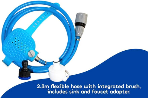 Dog Shower Attachment Kit - Pet Washing Hose Grooming Brush & Scrubber for Bathing Cats and Dogs, Easy Installation