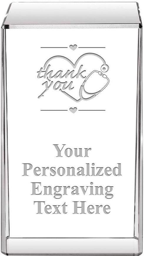Thank You with Heart 3.5" Signature Crystal Award, Customized Thank You with