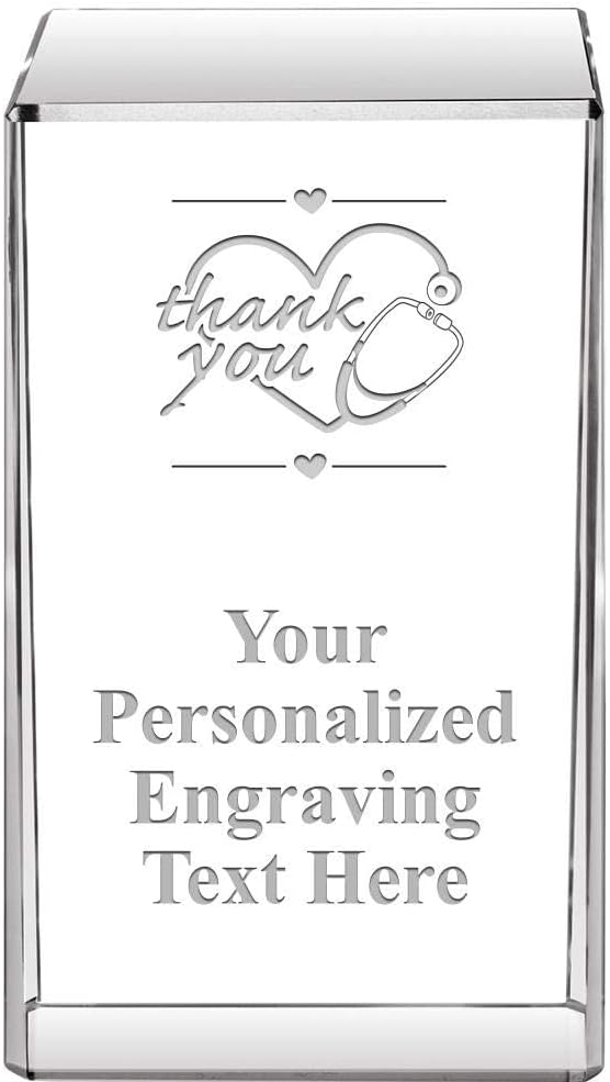 Thank You with Heart 3.5" Signature Crystal Award, Customized Thank You with